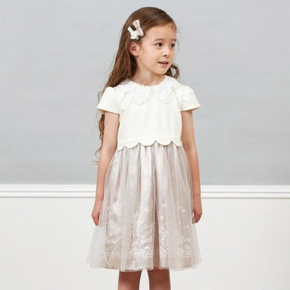 mimi&蝴蝶結刺繡短袖連衣裙（90～130）