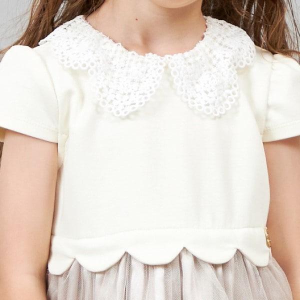 mimi&蝴蝶結刺繡短袖連衣裙（90～130）