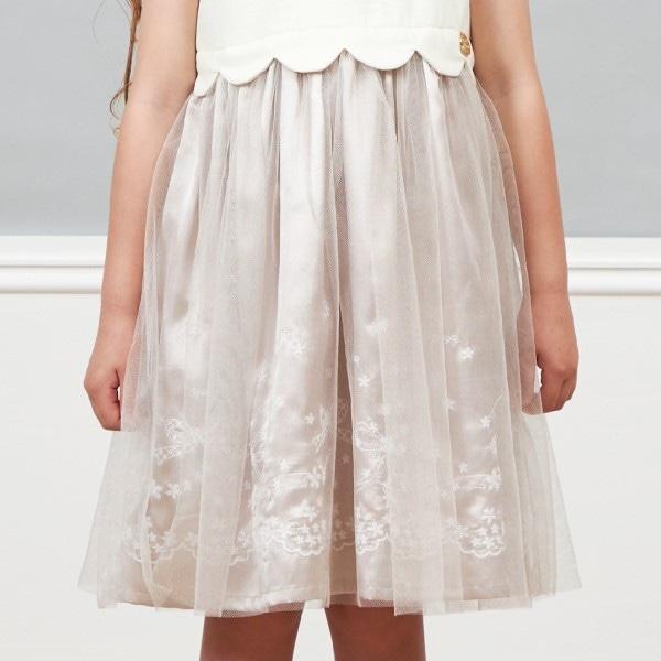 mimi&蝴蝶結刺繡短袖連衣裙（90～130）