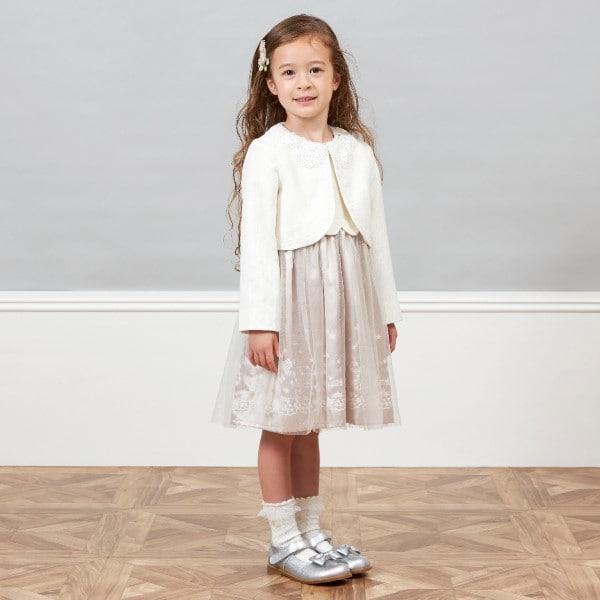 mimi&蝴蝶結刺繡短袖連衣裙（90～130）