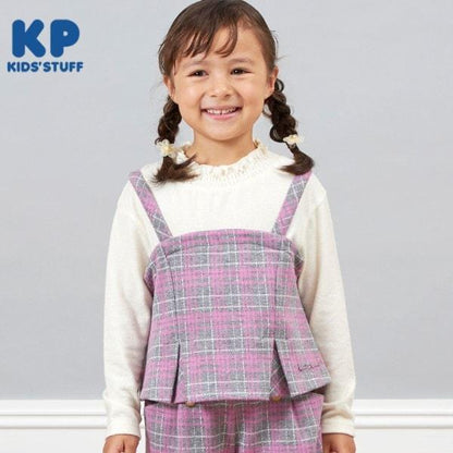 KP格紋吊帶拼接T恤（110～140）