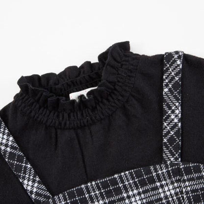 KP格紋吊帶拼接T恤（110～140）