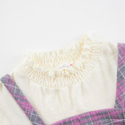 KP格紋吊帶拼接T恤（110～140）