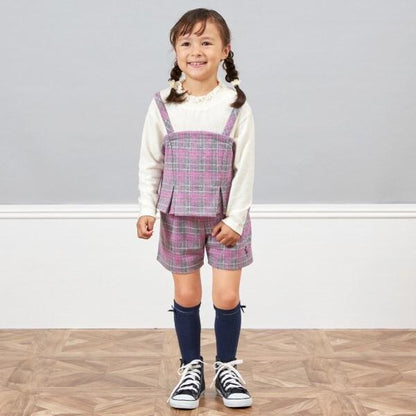 KP格紋吊帶拼接T恤（110～140）