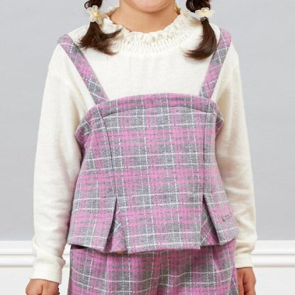 KP格紋吊帶拼接T恤（110～140）