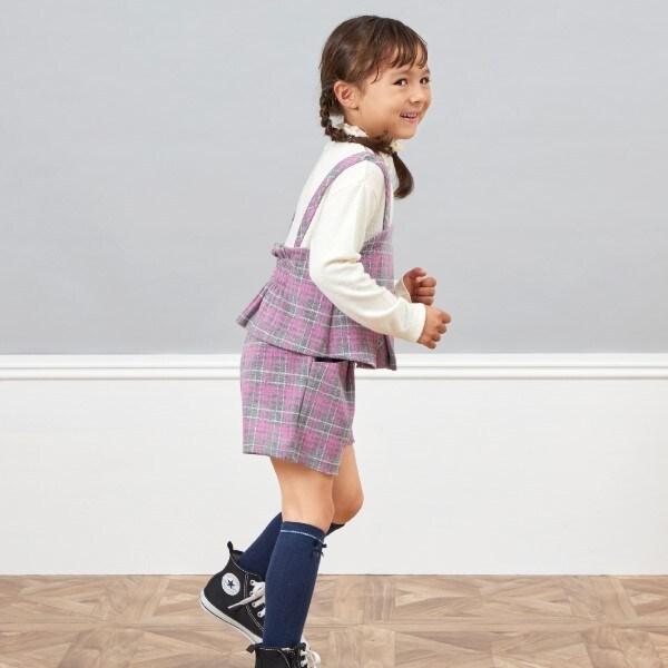 KP格紋吊帶拼接T恤（110～140）