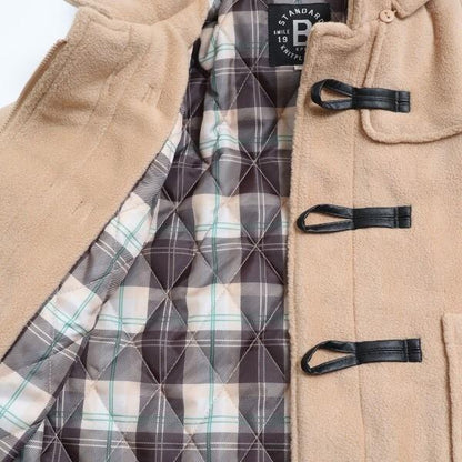 KPBOY男童羊羔絨內襯格紋牛角扣大衣（90～130）