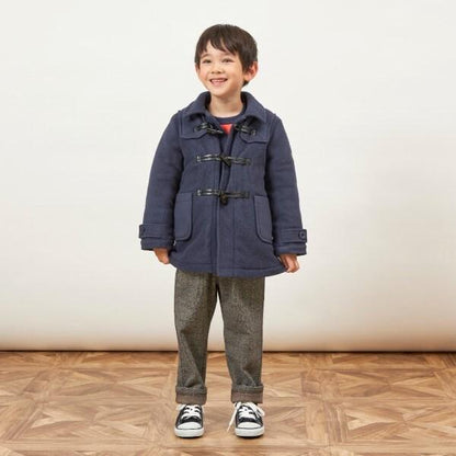 KPBOY男童羊羔絨內襯格紋牛角扣大衣（90～130）