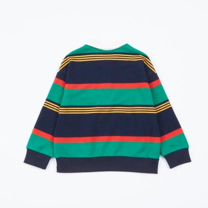 KPBOY拼接條紋POLO領衛衣（100～160）