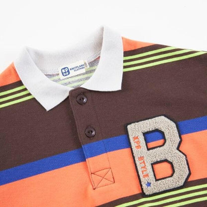 KPBOY拼接條紋POLO領衛衣（100～160）