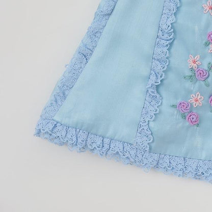 針織開衫&花卉刺繡連衣裙套裝