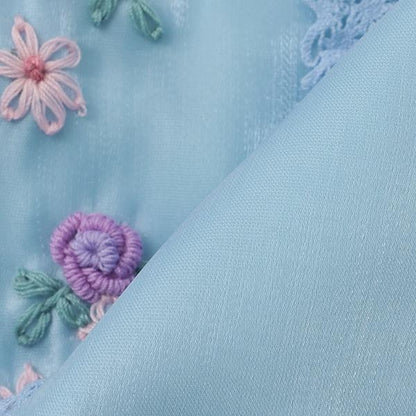 針織開衫&花卉刺繡連衣裙套裝