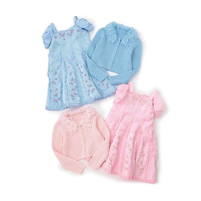 針織開衫&花卉刺繡連衣裙套裝