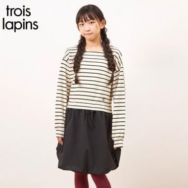 troislapins 鹿子紋條紋連衣裙（140～160）