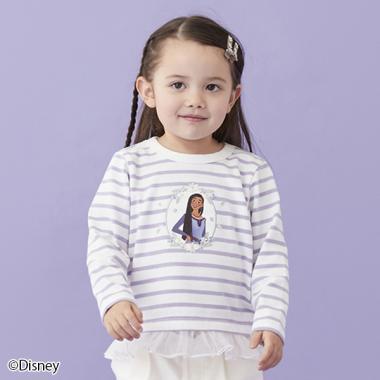 【DISNEY WISH】條紋網紗長袖T恤