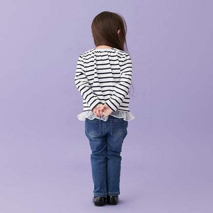 【DISNEY WISH】條紋網紗長袖T恤