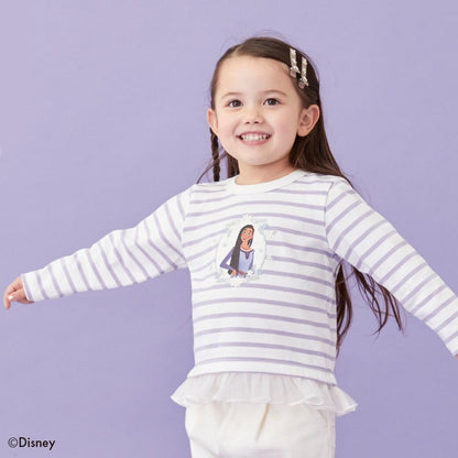 【DISNEY WISH】條紋網紗長袖T恤