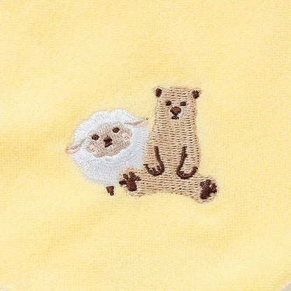 動物刺繡波浪邊圍兜