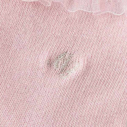 荷葉邊標誌刺繡襪