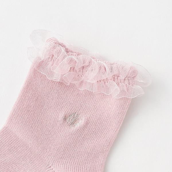 荷葉邊標誌刺繡襪