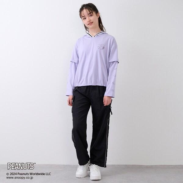 【《PEANUTS》】【清涼】2WAY連帽線條外套