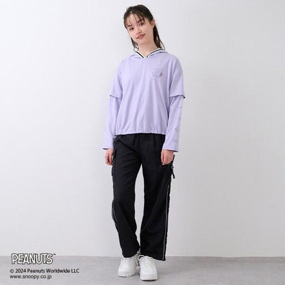 【《PEANUTS》】【清涼】2WAY連帽線條外套