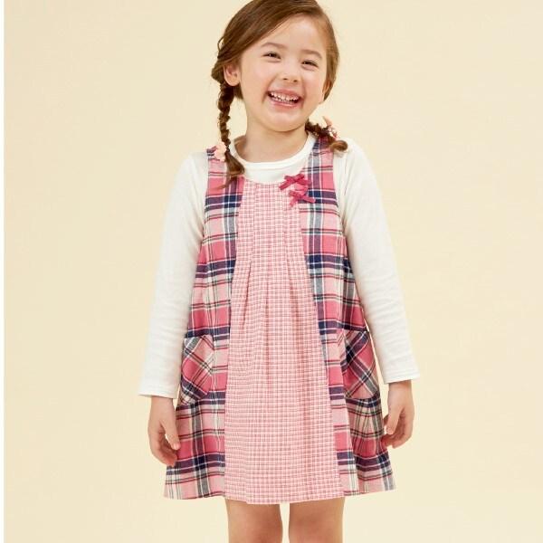 格紋雙面穿連衣裙（80～140）