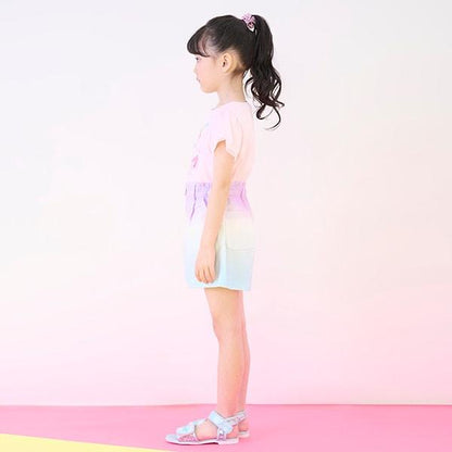 漸變色牛仔前拉鍊短褲