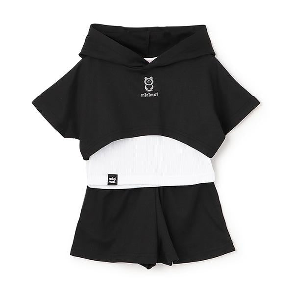 【吸水速幹】短款連帽衫＋背心＋長褲三件套