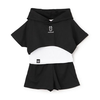 【吸水速幹】短款連帽衫＋背心＋長褲三件套