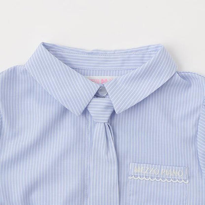 附領帶短袖襯衫