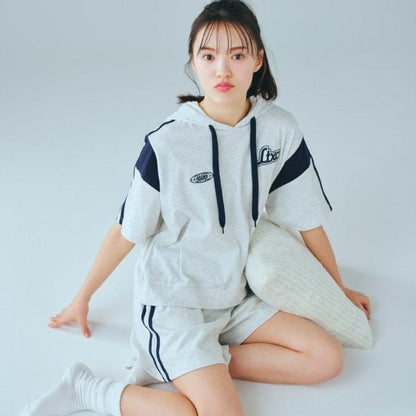 【LTXC】【GOODPRICE】【純棉100%】條紋連帽衛衣套裝
