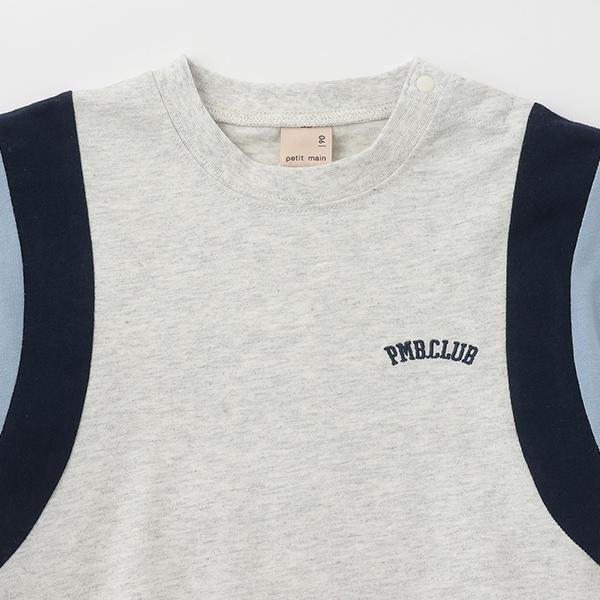 【接觸冷感】袖部拼色短袖T恤