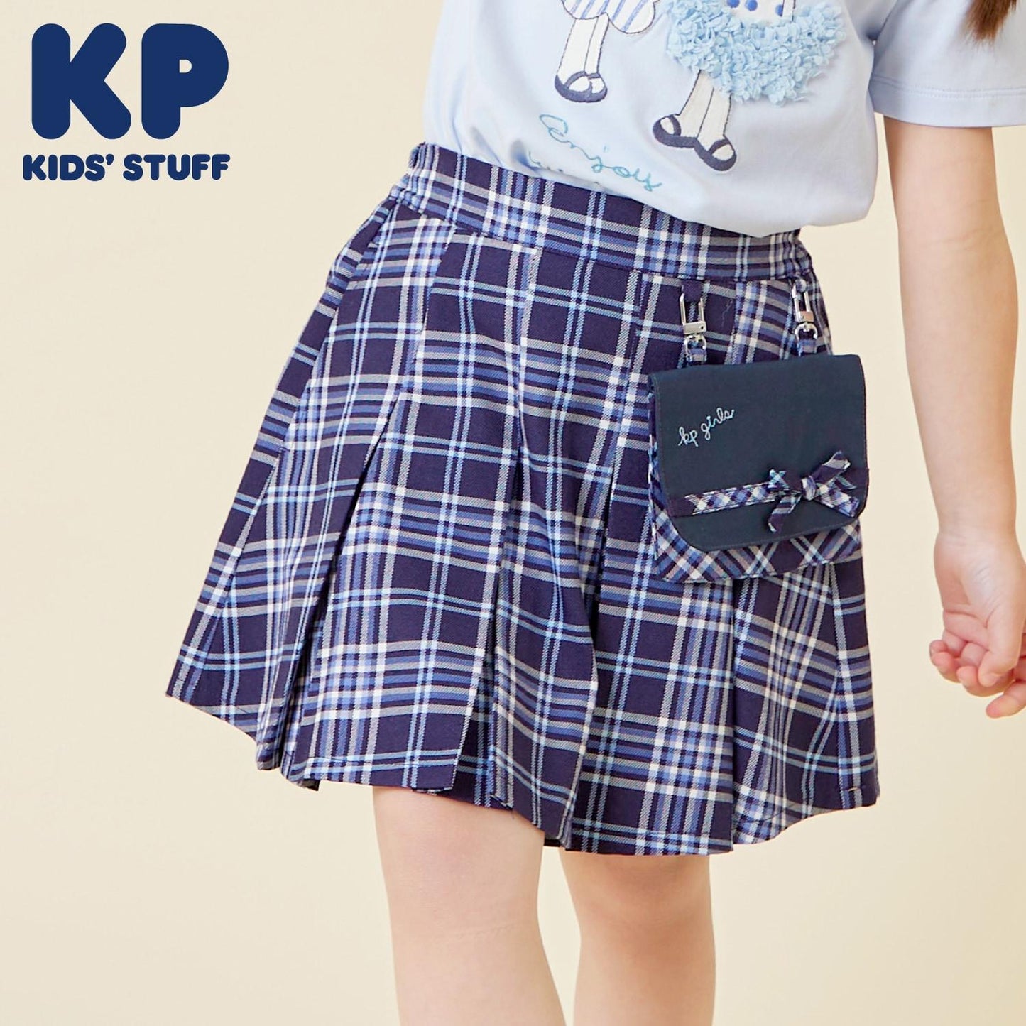 帶移動口袋T/R格紋裙褲