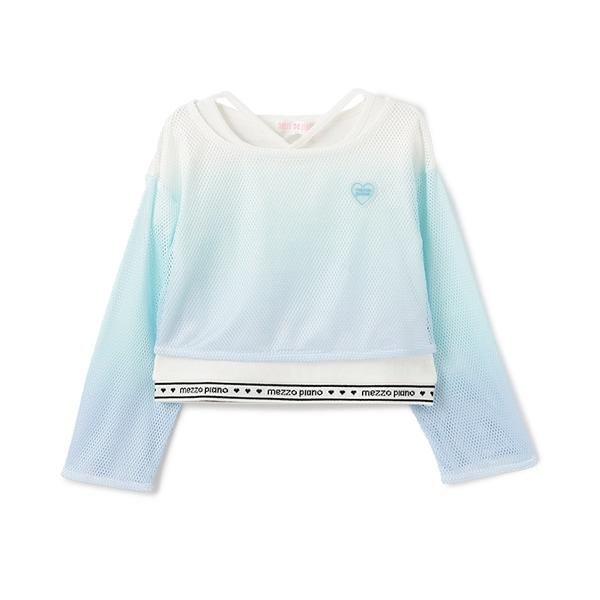 漸變網紗疊穿短袖T恤套裝