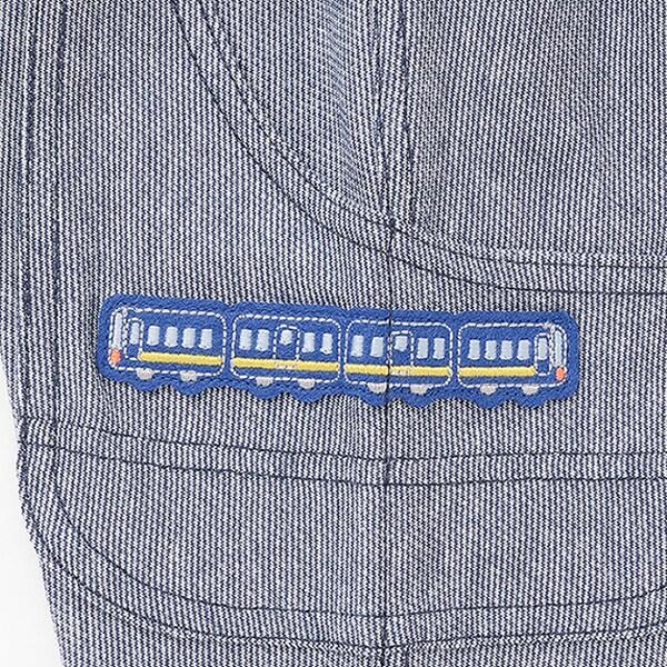 條紋提花電車刺繡七分褲