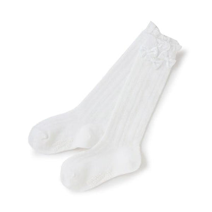 蝴蝶結裝飾高筒襪