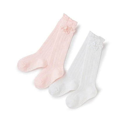 蝴蝶結裝飾高筒襪