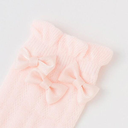 蝴蝶結裝飾高筒襪