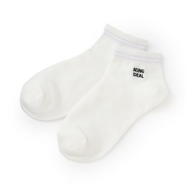 【抗菌防臭】條紋刺繡運動短襪