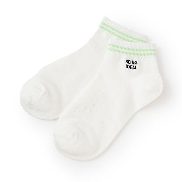 【抗菌防臭】條紋刺繡運動短襪