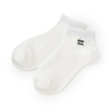 【抗菌防臭】條紋刺繡運動短襪