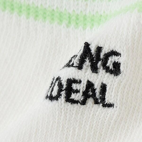 【抗菌防臭】條紋刺繡運動短襪