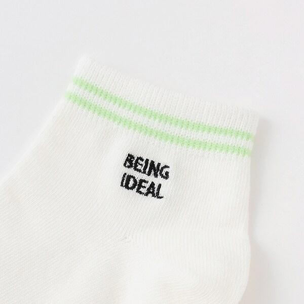 【抗菌防臭】條紋刺繡運動短襪