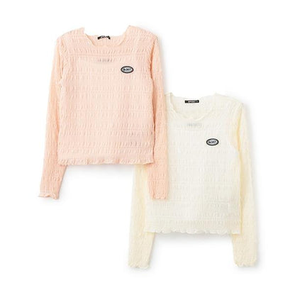 帶吊帶透明褶皺T恤