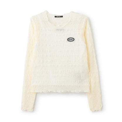 帶吊帶透明褶皺T恤