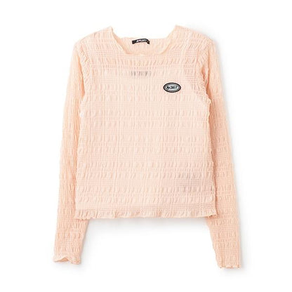 帶吊帶透明褶皺T恤