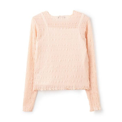 帶吊帶透明褶皺T恤