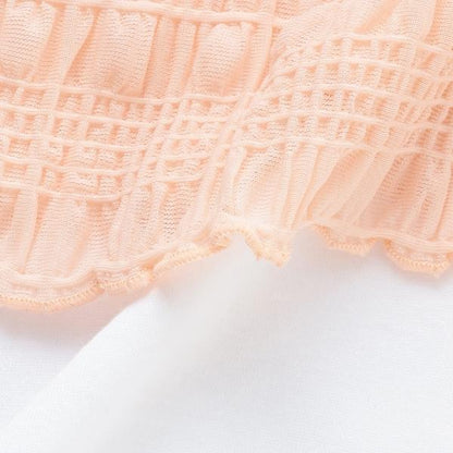 帶吊帶透明褶皺T恤