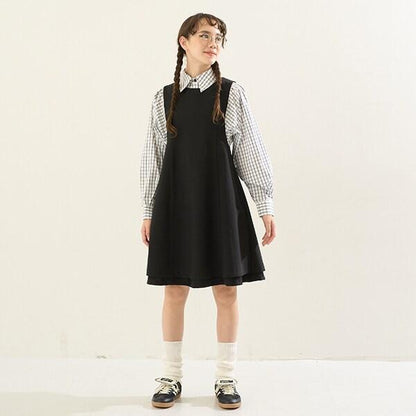 【AMI】泡泡袖格紋襯衫